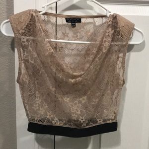 Sexy lace sheer crop top